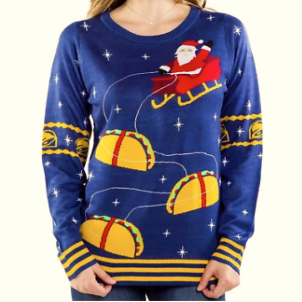 NWT Taco Bell Tipsy Elves Sleigh Santa Sweater